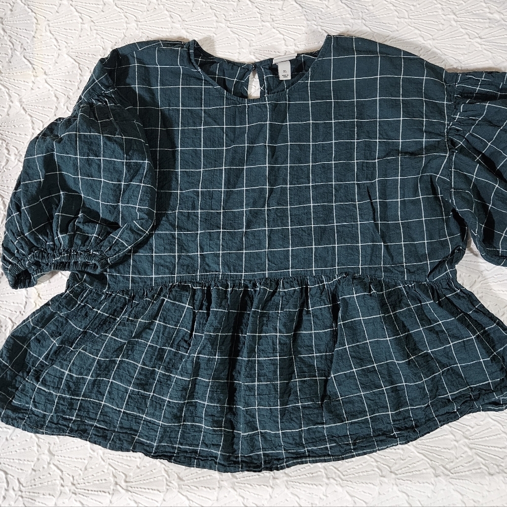 a new day Teal Checkered Top Size XL